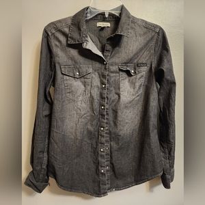 Calvin Klein button up gray top. Size small.